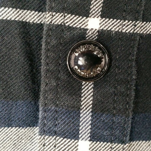 Express Fitted Plaid Pearl Snap Long Sleeve Shirt - Picture 4 of 8